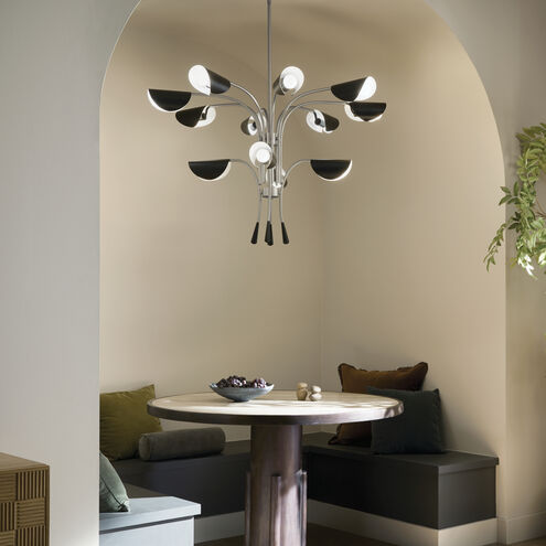 Arcus LED 46.25 inch Satin Nickel with Black Chandelier Ceiling Light in Silver and Satin Nickel